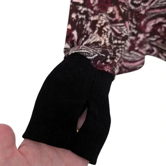 Joie Caleigh Sweater Pullover Paisley Floral Burgundy Black Pink Women's Large - Picture 7 of 10